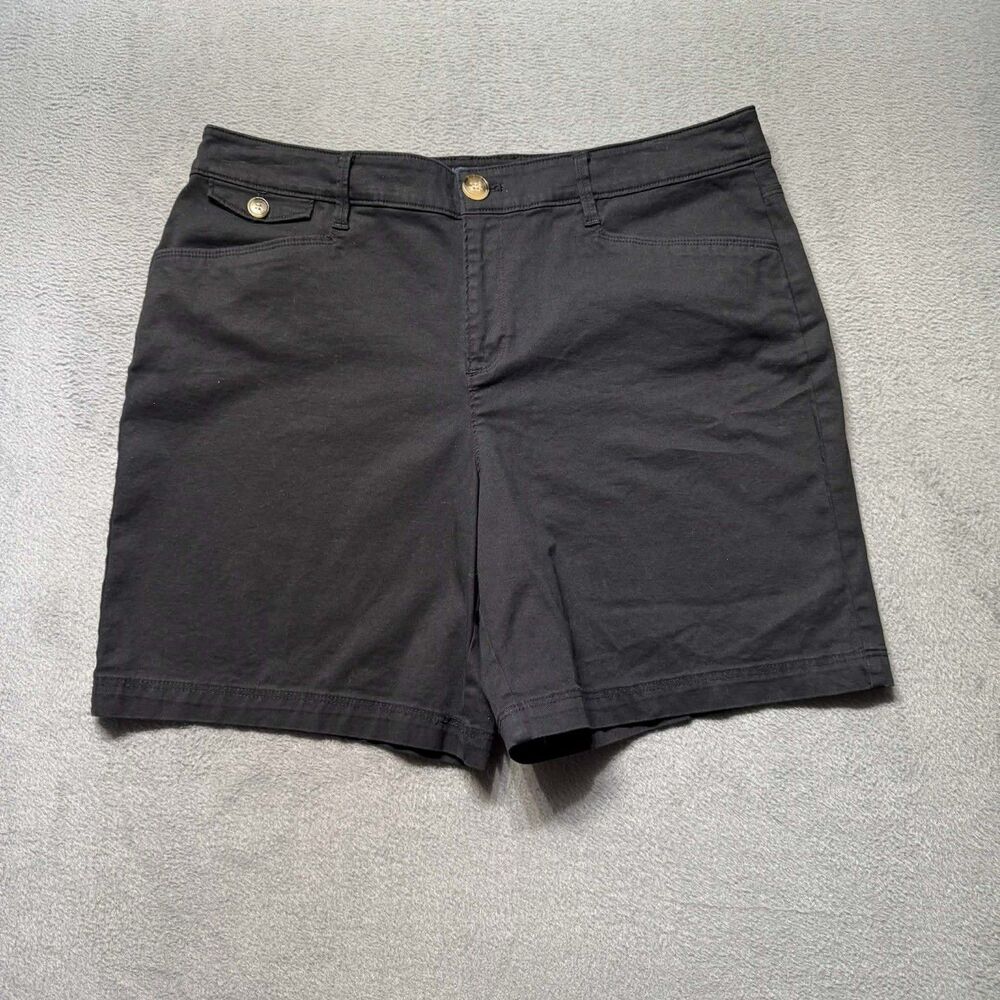Charter Club Womens 8 Chino Shorts Black High Rise Stretch Casual Flat Front EUC